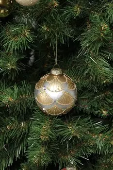 Елочный шар стеклянный Золотые ракушки Holiday Classics