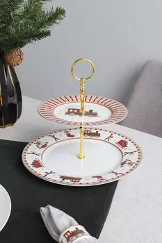 Фарфоровая двухуровневая этажерка Полярный экспресс Easy Life