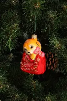 Формовая елочная игрушка Собачка в сумке Max Christmas