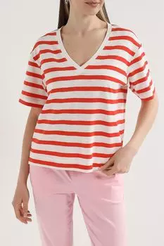 Футболка c V-вырезом в полоску Esprit Casual