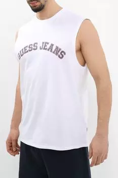 Футболка хлопковая без рукавов с логотипом Guess Jeans