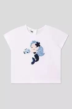 Футболка хлопковая без рукавов с пайетками IDO