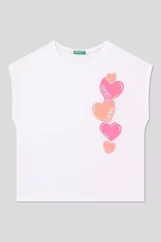 Футболка хлопковая без рукавов с принтом Benetton