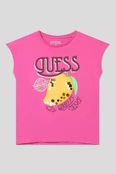 Футболка хлопковая без рукавов с принтом Guess