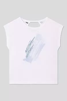 Футболка хлопковая без рукавов с принтом IDO