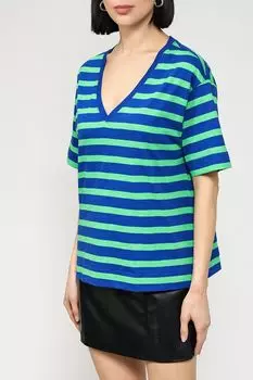 Футболка хлопковая c V-вырезом в полоску Esprit Casual