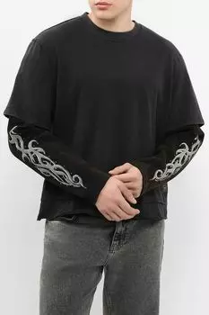 Футболка хлопковая двойная с принтом Guess Jeans