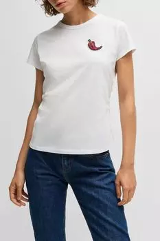 Футболка хлопковая облегающая с кристаллами BOSS