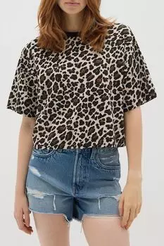 Футболка хлопковая с анималистичным принтом OVS