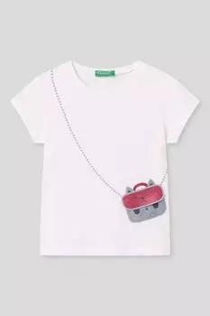 Футболка хлопковая с принтом Benetton