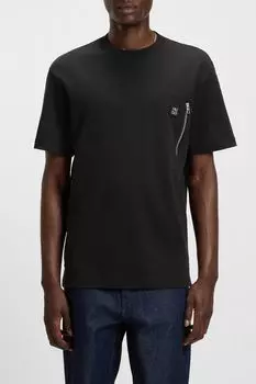 Футболка хлопковая с карманом на молнии HUGO