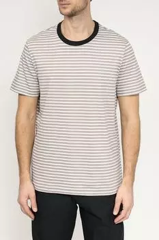 Футболка хлопковая с контрастными деталями в полоску Esprit Casual