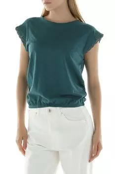 Футболка хлопковая с кружевом на рукавах OVS