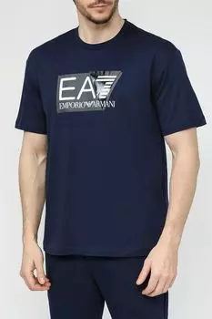 Футболка хлопковая с логотипом Ea7