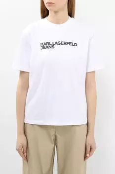 Футболка хлопковая с логотипом Karl Lagerfeld Jeans