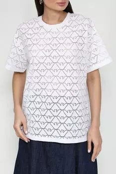 Футболка хлопковая с монограммами бренда EMPORIO ARMANI