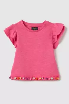Футболка хлопковая с оборками и декором OVS