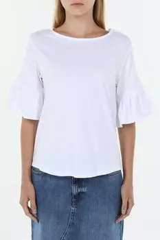 Футболка хлопковая с оборками на рукавах OVS