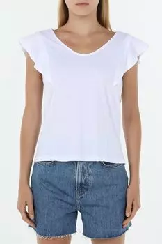 Футболка хлопковая с оборками на рукавах OVS