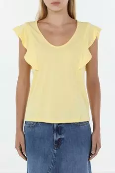 Футболка хлопковая с оборками на рукавах OVS