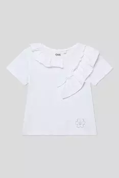 Футболка хлопковая с отделкой из оборок OVS