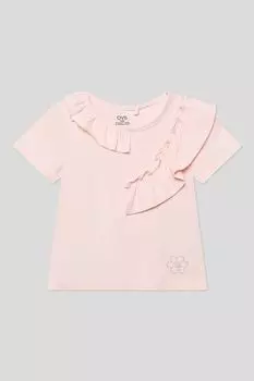 Футболка хлопковая с отделкой из оборок OVS