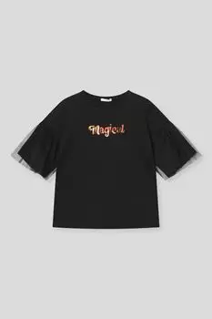 Футболка хлопковая с отделкой из сетки Choupette