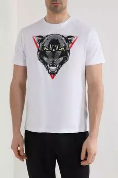 Футболка хлопковая с принтом Antony Morato