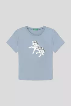 Футболка хлопковая с принтом Benetton