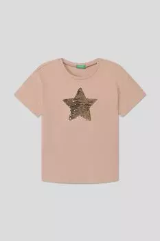 Футболка хлопковая с принтом Benetton