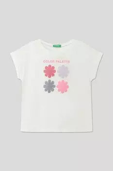 Футболка хлопковая с принтом Benetton