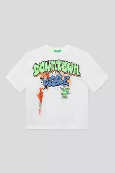 Футболка хлопковая с принтом Benetton