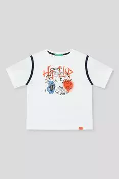 Футболка хлопковая с принтом Benetton
