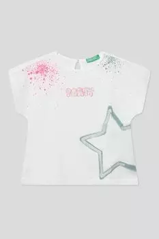 Футболка хлопковая с принтом Benetton