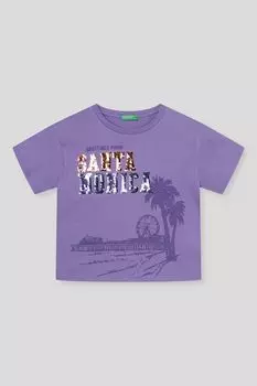 Футболка хлопковая с принтом Benetton