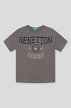 Футболка хлопковая с принтом Benetton