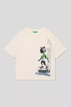 Футболка хлопковая с принтом Benetton