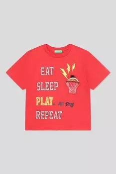 Футболка хлопковая с принтом Benetton