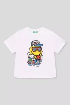 Футболка хлопковая с принтом Benetton