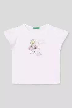 Футболка хлопковая с принтом Benetton