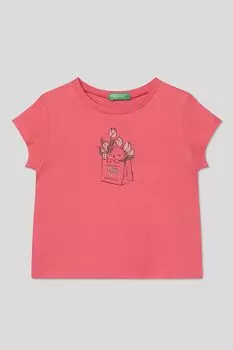 Футболка хлопковая с принтом Benetton