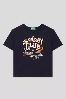 Футболка хлопковая с принтом Benetton