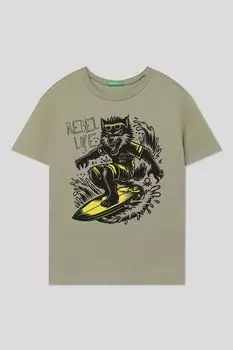 Футболка хлопковая с принтом Benetton