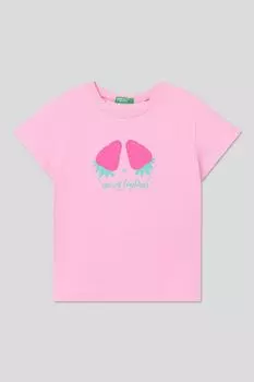 Футболка хлопковая с принтом Benetton