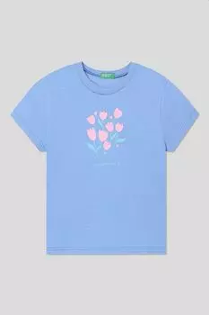 Футболка хлопковая с принтом Benetton