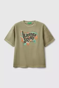 Футболка хлопковая с принтом Benetton