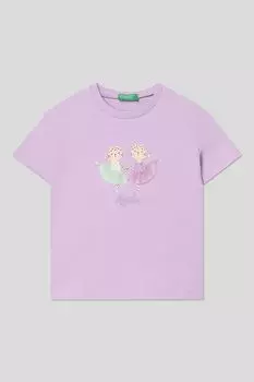 Футболка хлопковая с принтом Benetton