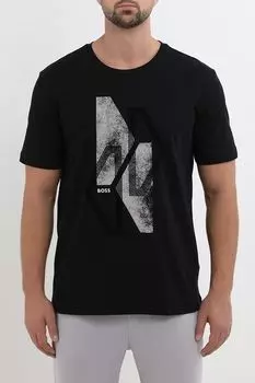 Футболка хлопковая с принтом BOSS