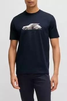 Футболка хлопковая с принтом BOSS