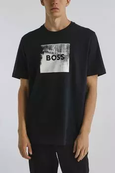 Футболка хлопковая с принтом BOSS